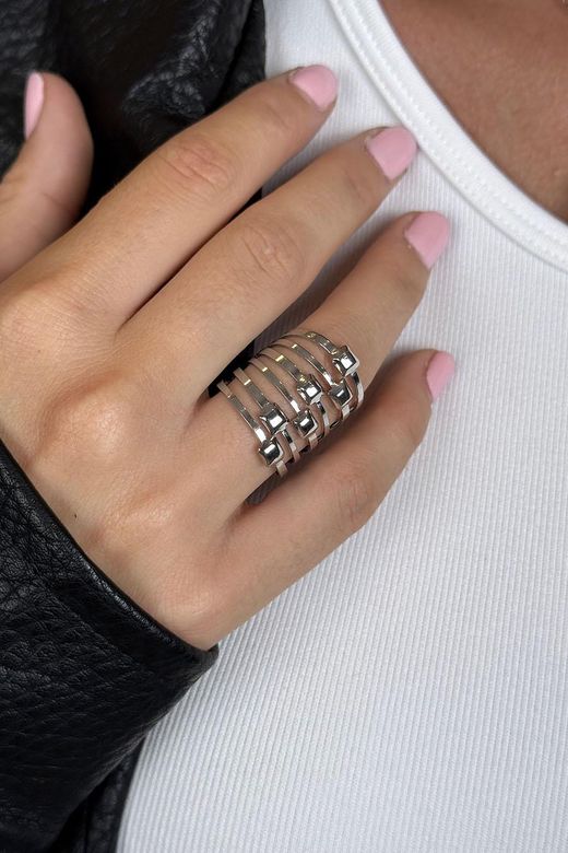 Anillo cabezas clavo silver