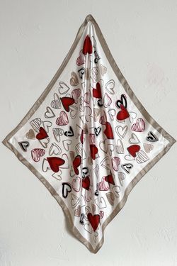 Bandana corazones blanco-beige-rojo