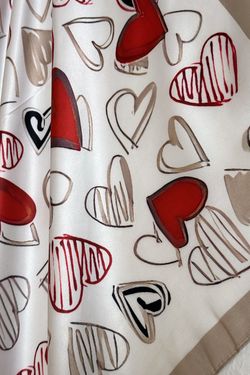 Bandana corazones blanco-beige-rojo