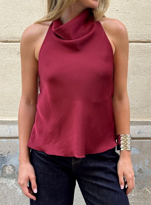 Blusa de Raso burdeos