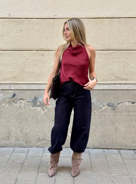 Blusa de Raso burdeos