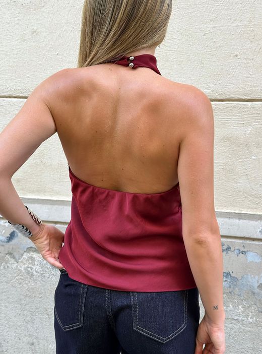 Blusa de Raso burdeos