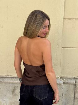 Blusa de Raso Marrón