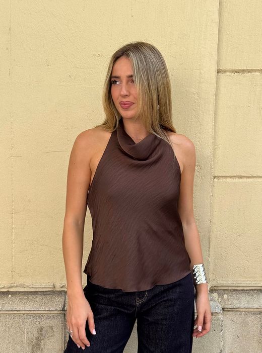 Blusa de Raso Marrón