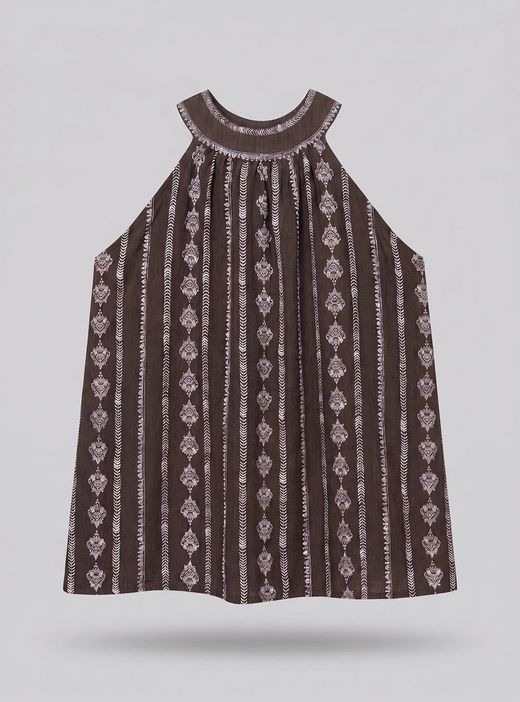 Blusa étnica marrón