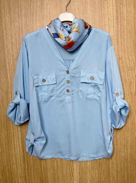 Blusa fluída Bruna celeste