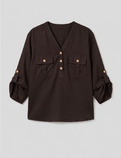Blusa fluída Bruna marrón oscuro