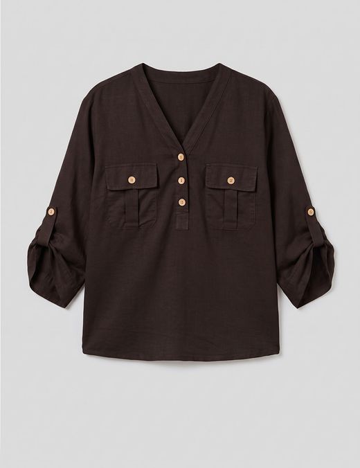 Blusa fluída Bruna marrón oscuro