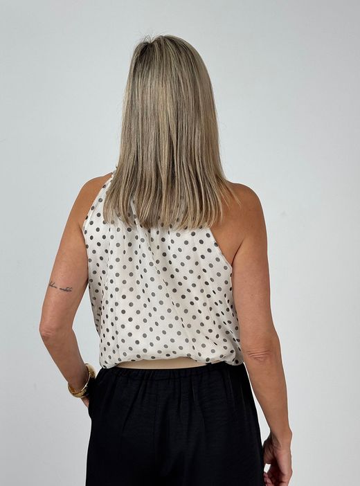 Blusa gasa lunares blanco negro
