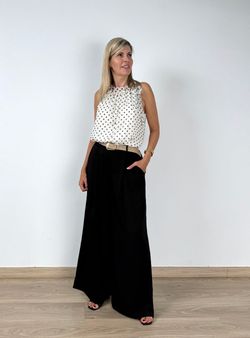 Blusa gasa lunares blanco negro
