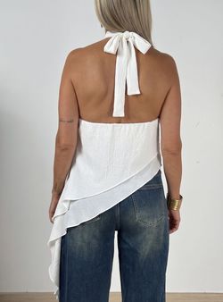 Blusa Halter Asimétrica Blanca