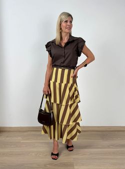 Blusa kaki con mangas abullonadas
