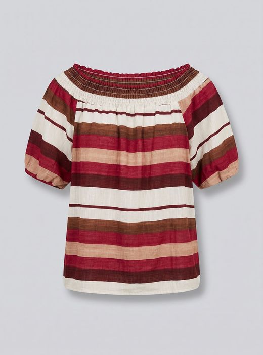 Blusa rayas Begur burdeos-blanco