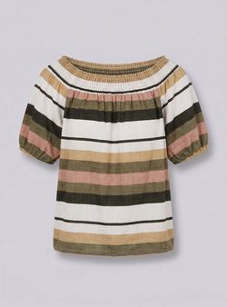 Blusa rayas Begur kaki-blanco