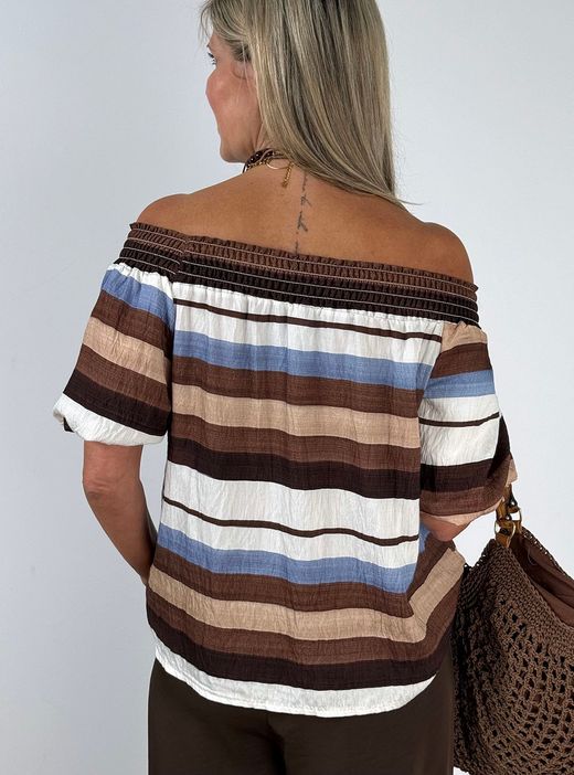 Blusa rayas Begur marrón-blanco