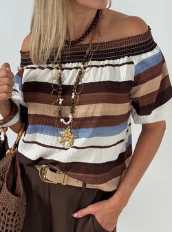 Blusa rayas Begur marrón-blanco