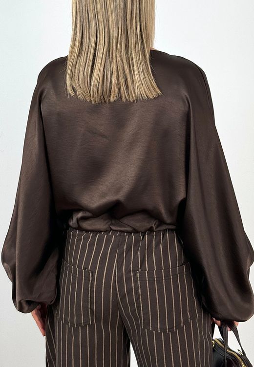 Blusa Satén Marrón