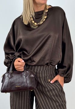 Blusa Satén Marrón