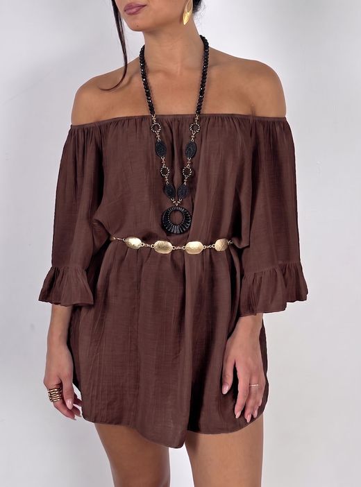 Blusa-vestido Antibes marrón