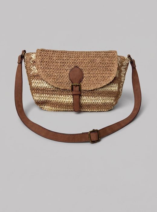 Bolso bandolera rafia beige