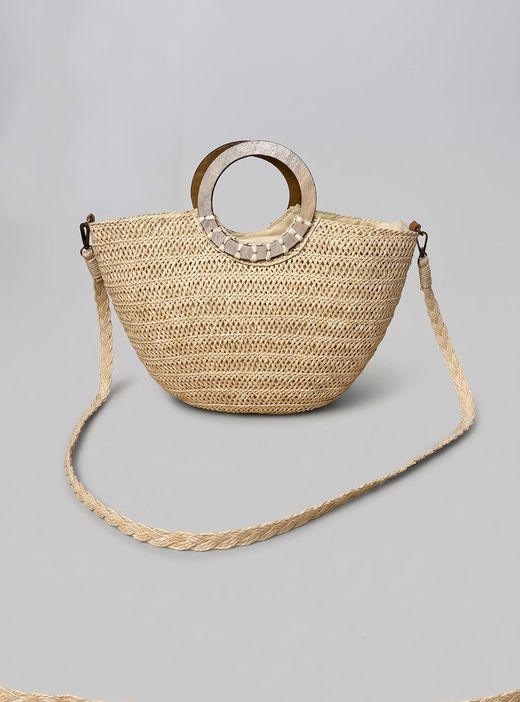 Bolso-capazo de rafia crudo