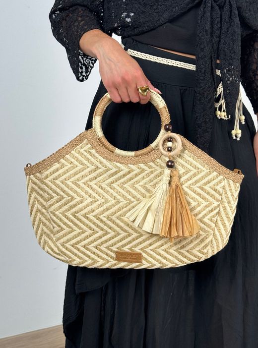 Bolso capazo rafia tranzada