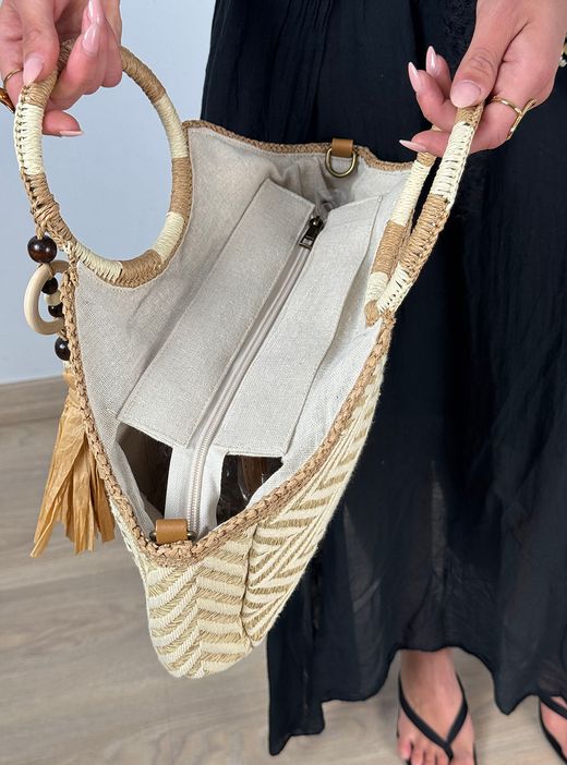 Bolso capazo rafia tranzada