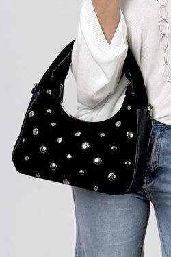 Bolso combi tachuelas negro
