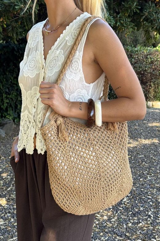 Bolso crochet cámel