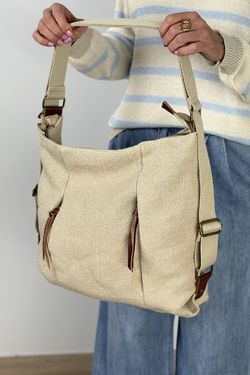Bolso de hombro y mochila beige