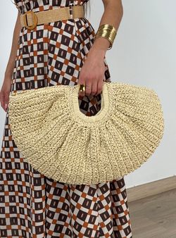 Bolso de mano de paja Aura beige