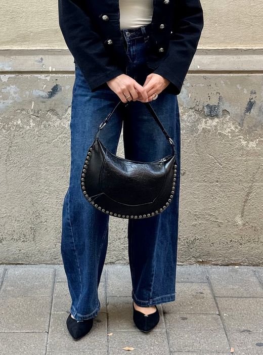 Bolso Hobo Tachas Negro