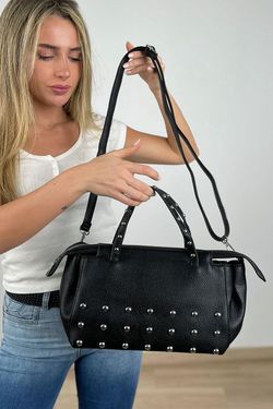 Bolso rectangular tachas negro