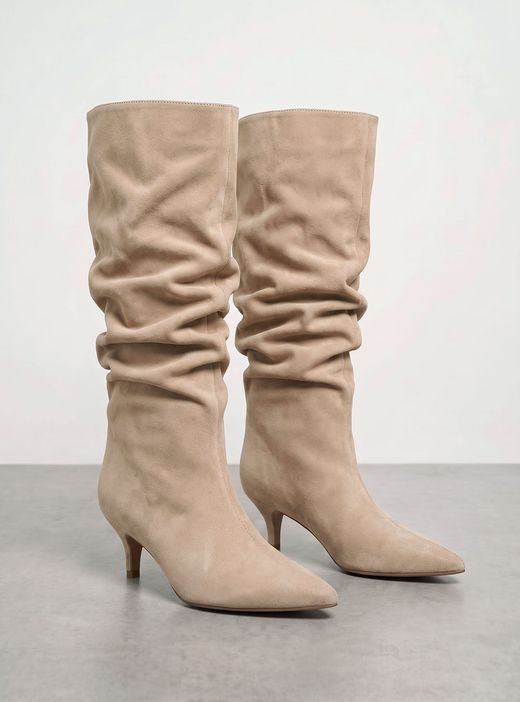 Bota alta Slouchy beige