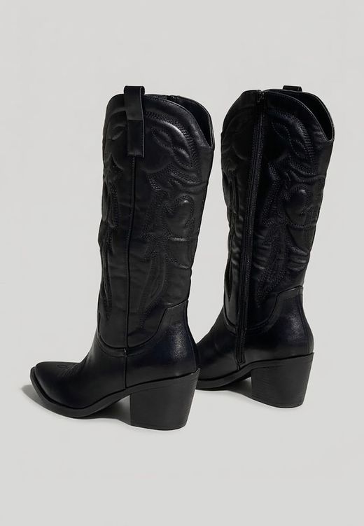 Bota cowboy caña alta negra