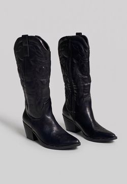 Bota cowboy caña alta negra