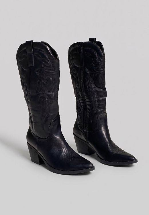Bota cowboy caña alta negra
