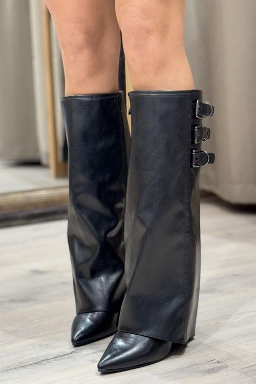 Botas polaina con hebillas negro