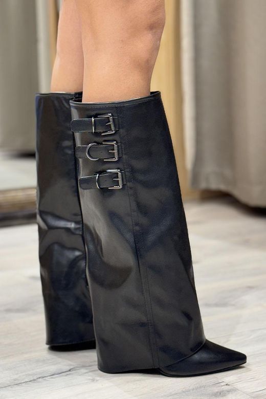 Botas polaina con hebillas negro