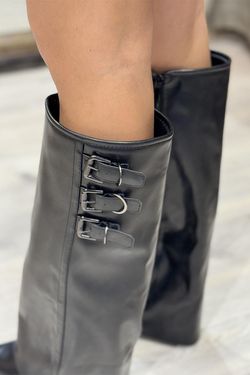 Botas polaina con hebillas negro