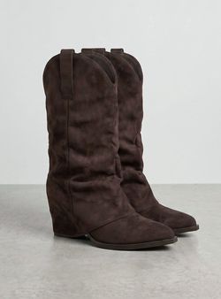 Botas Slouchy Caña Arrugada Marrón