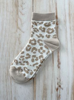 Calcetín leopardo beige
