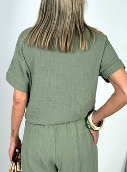 Camisa bambula verde kaki