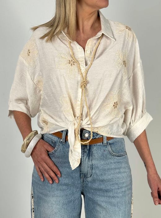 Camisa bordada Llafranc crudo