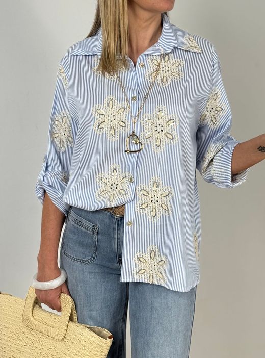 Camisa bordado floral Blanes