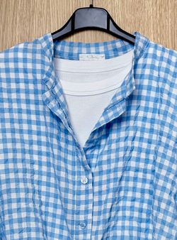 Camisa cuadros vichy celeste