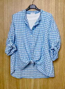 Camisa cuadros vichy celeste
