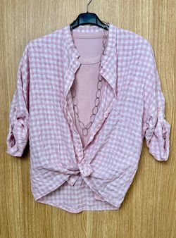Camisa cuadros vichy rosa