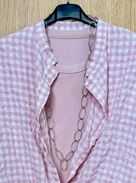 Camisa cuadros vichy rosa