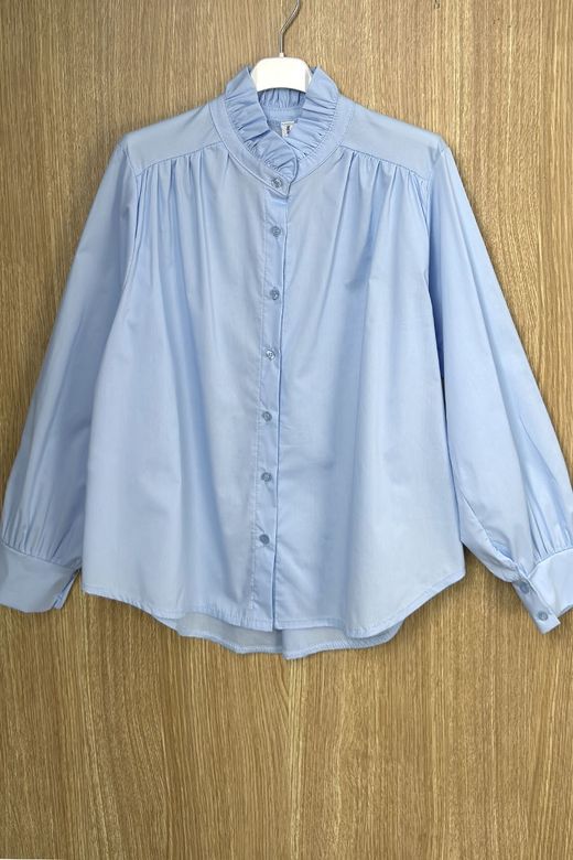 Camisa cuello mao celeste